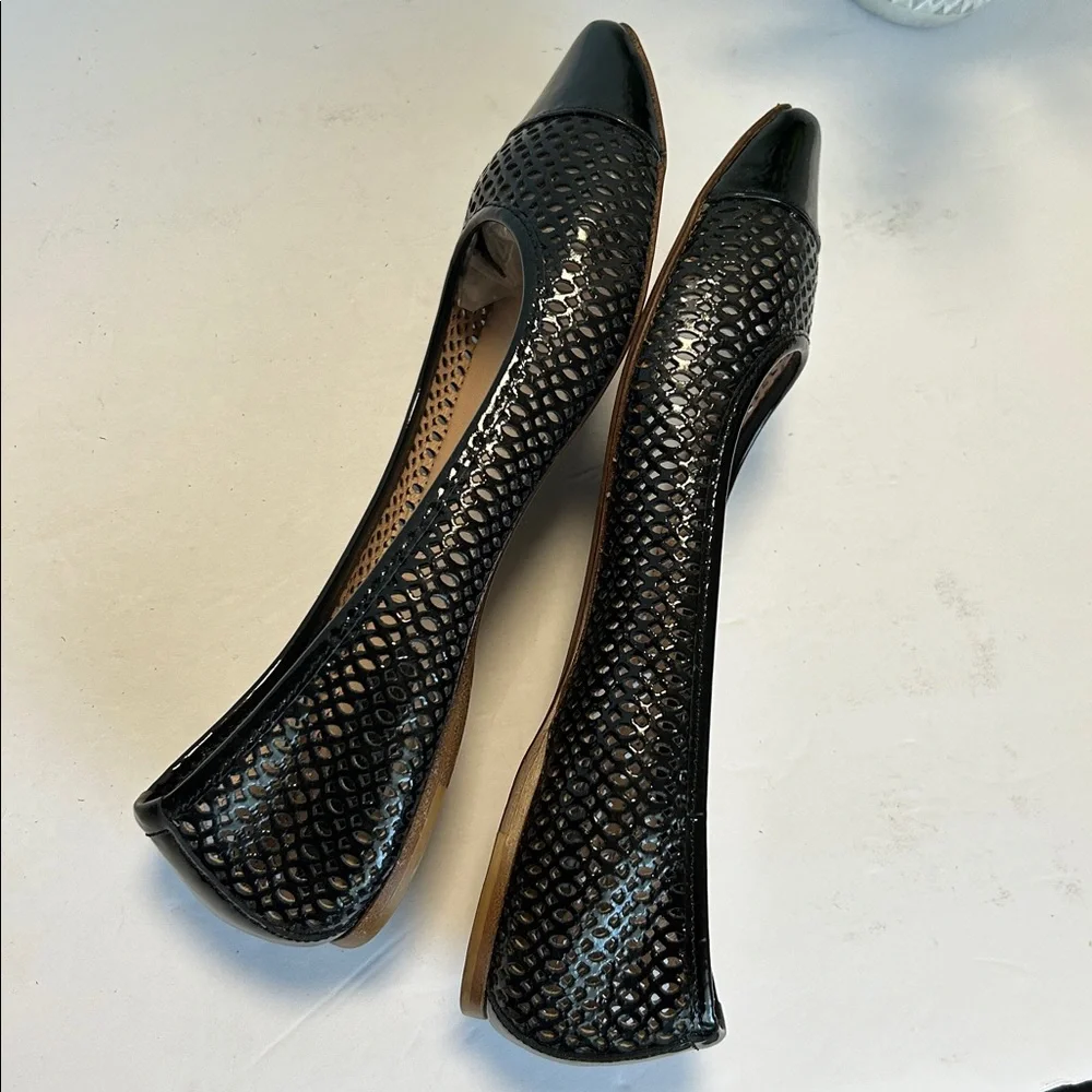 Furla Black Patent Leather Mesh Flats - Picture 12 of 17